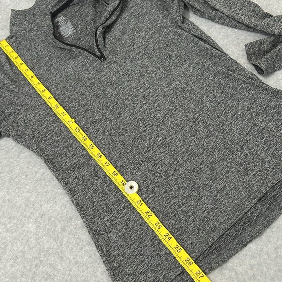 DANSKIN NOW Quarter Zip Shirt L Heather Gray Black Thumb Holes Stretch DRI-MORE - Picture 8 of 10